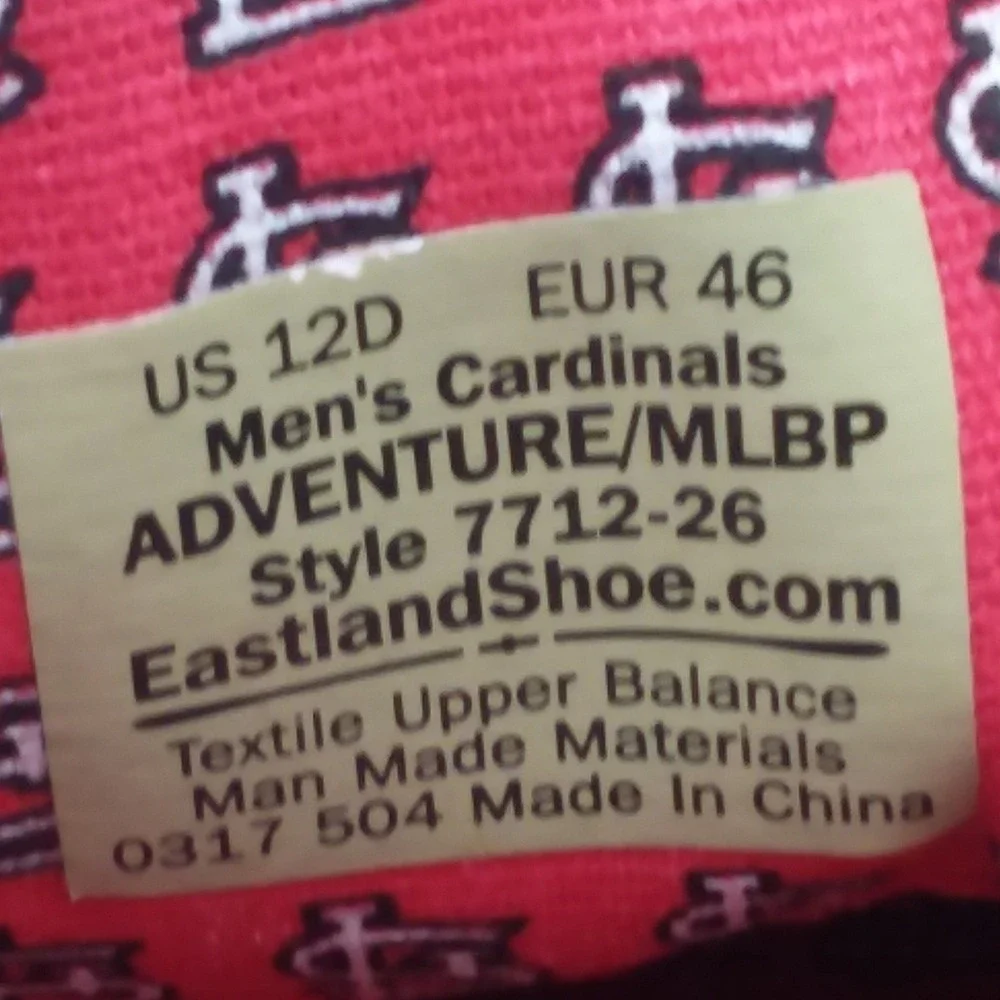 Eastland MLB St. Louis Cardinals Boat Shoes Deck Shoes Red US Size 12-12.5 EU 46